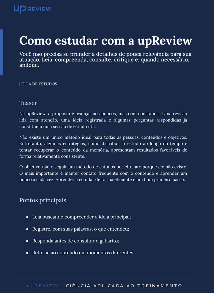 Capa do guia Como estudar com a UpReview